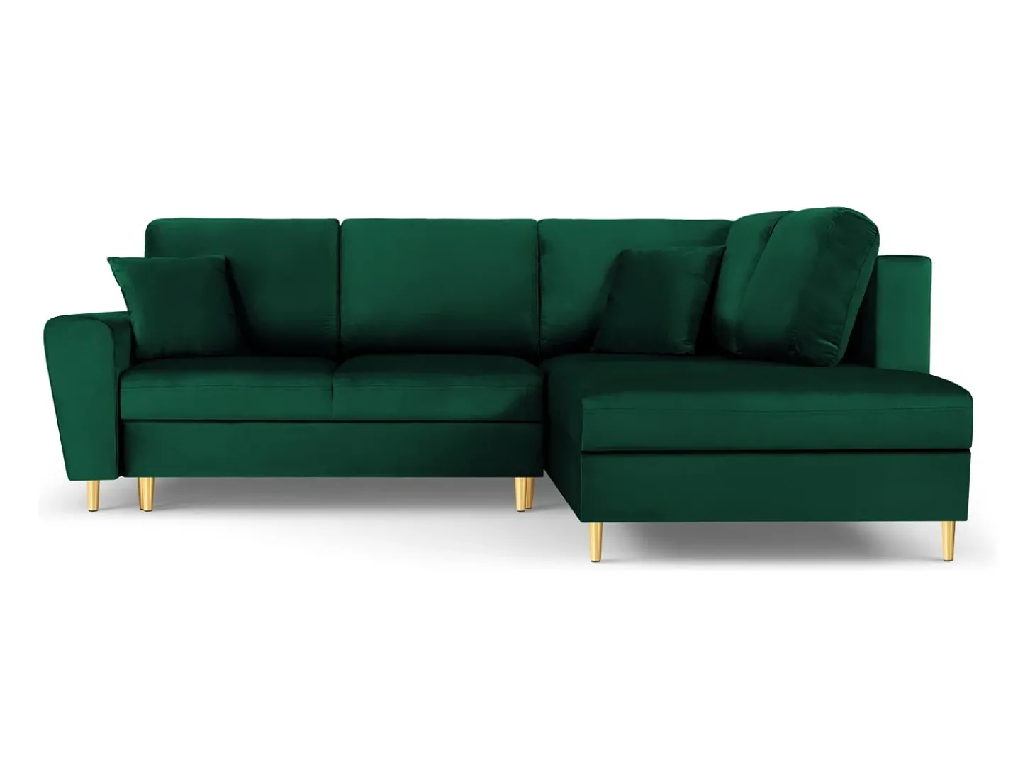 Cosmopolitan Design - Sofá convertível de canto direito com caixa de arrumação "Kyoto" 5 lugares em veludo verde garrafa - 243x194x88cm