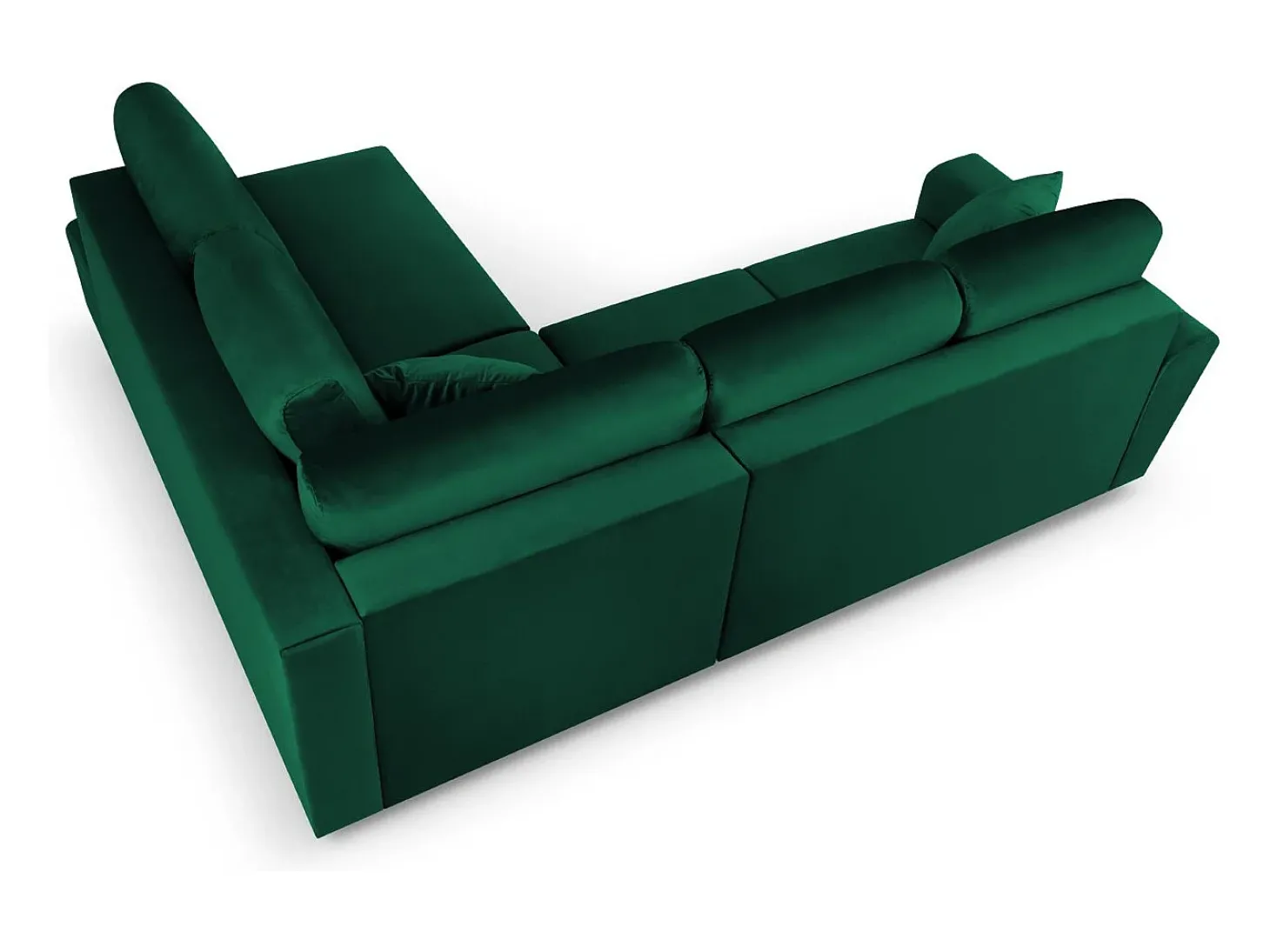 Cosmopolitan Design - Sofá convertível de canto direito com caixa de arrumação "Kyoto" 5 lugares em veludo verde garrafa - 243x194x88cm