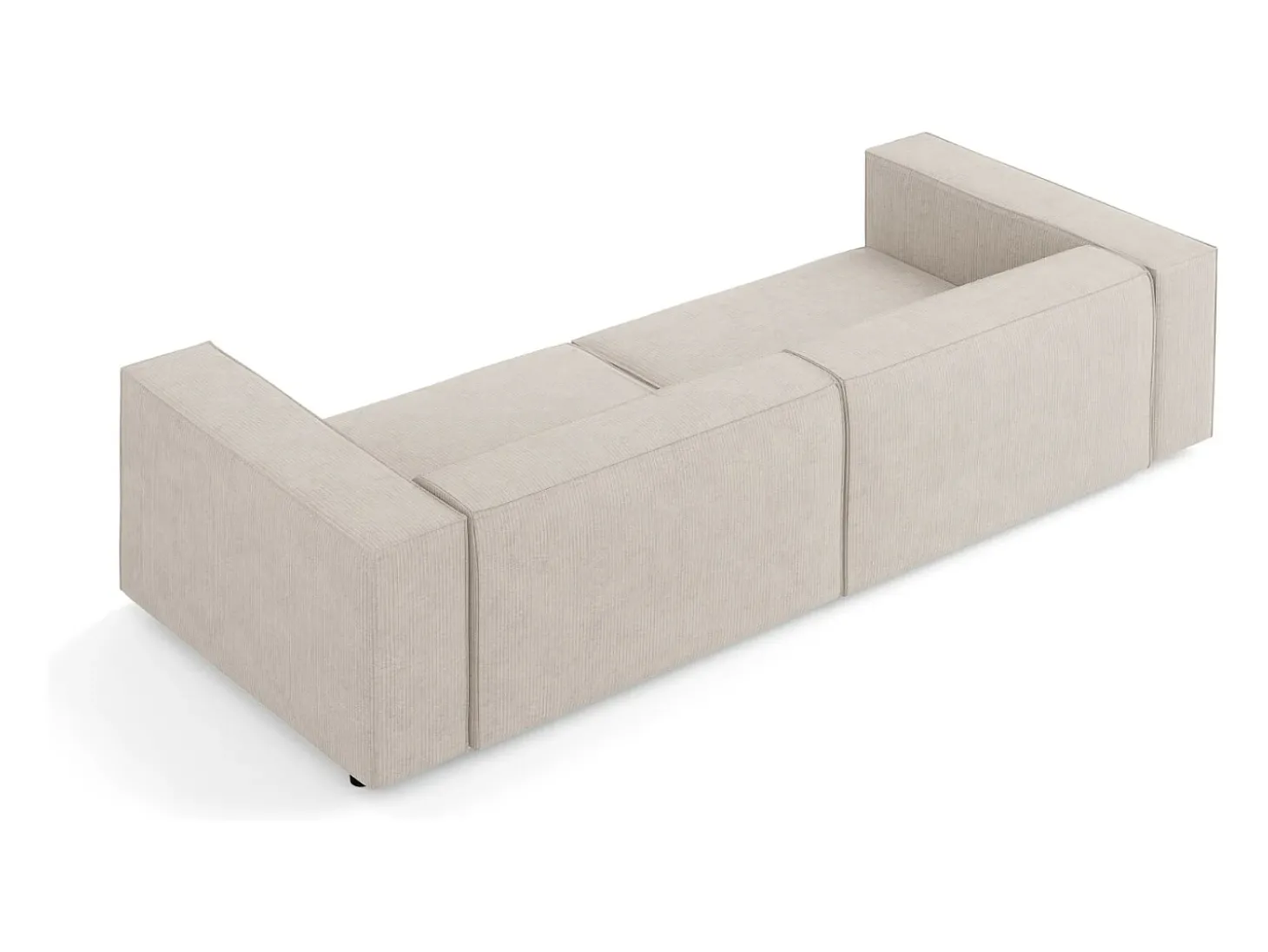 Cosmopolitan Design - Sofá "Arendal" 4 lugares em tecido chenille com efeito canelado bege escuro - 244x102x70cm