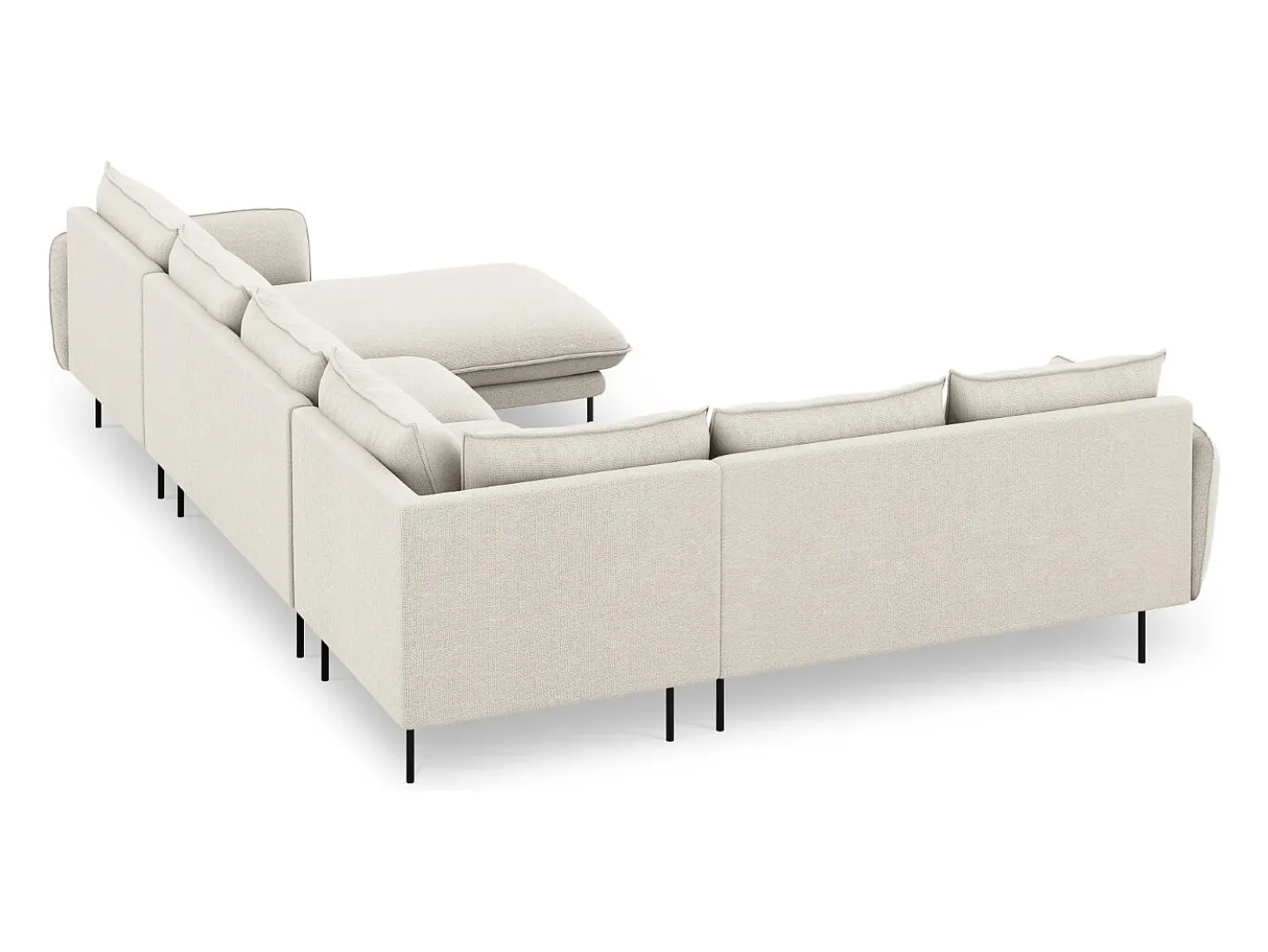 Cosmopolitan Design - Sofá de canto panorâmico à esquerda "Vienna" 7 lugares em tecido estrutural bege claro - 330x235x95cm