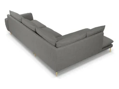Cosmopolitan Design - Sofá de canto esquerdo "Vienna" 6 lugares em tecido estrutural cinza escuro - 275x185x95cm