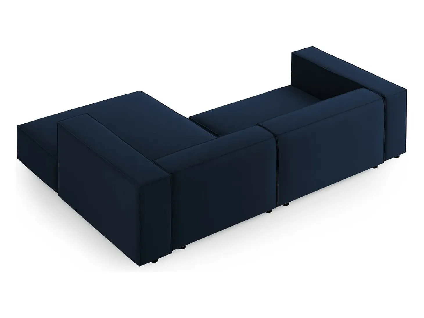 Cosmopolitan Design - Sofá de canto direito "Arendal" 3 lugares em veludo azul real - 224x166x70cm