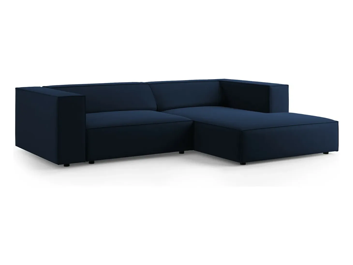 Cosmopolitan Design - Sofá de canto direito "Arendal" 3 lugares em veludo azul real - 224x166x70cm