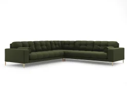 Cosmopolitan Design - Sofá de canto simétrico "Bali" 6 lugares em tecido estrutural verde - 256x256x75cm