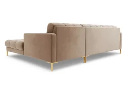 Cosmopolitan Design - Sofá de canto direito "Bali" 5 lugares em veludo bege - 293x185x75cm