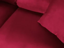 Cosmopolitan Design - Sofá convertível de canto esquerdo com caixa de arrumação "Kyoto" 5 lugares em veludo vermelho - 243x194x88cm