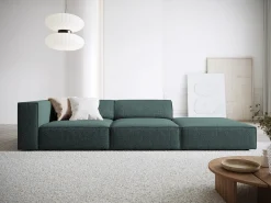 Cosmopolitan Design - Sofá direito "Arendal" 4 lugares em tecido chenille petróleo - 262x102x70cm