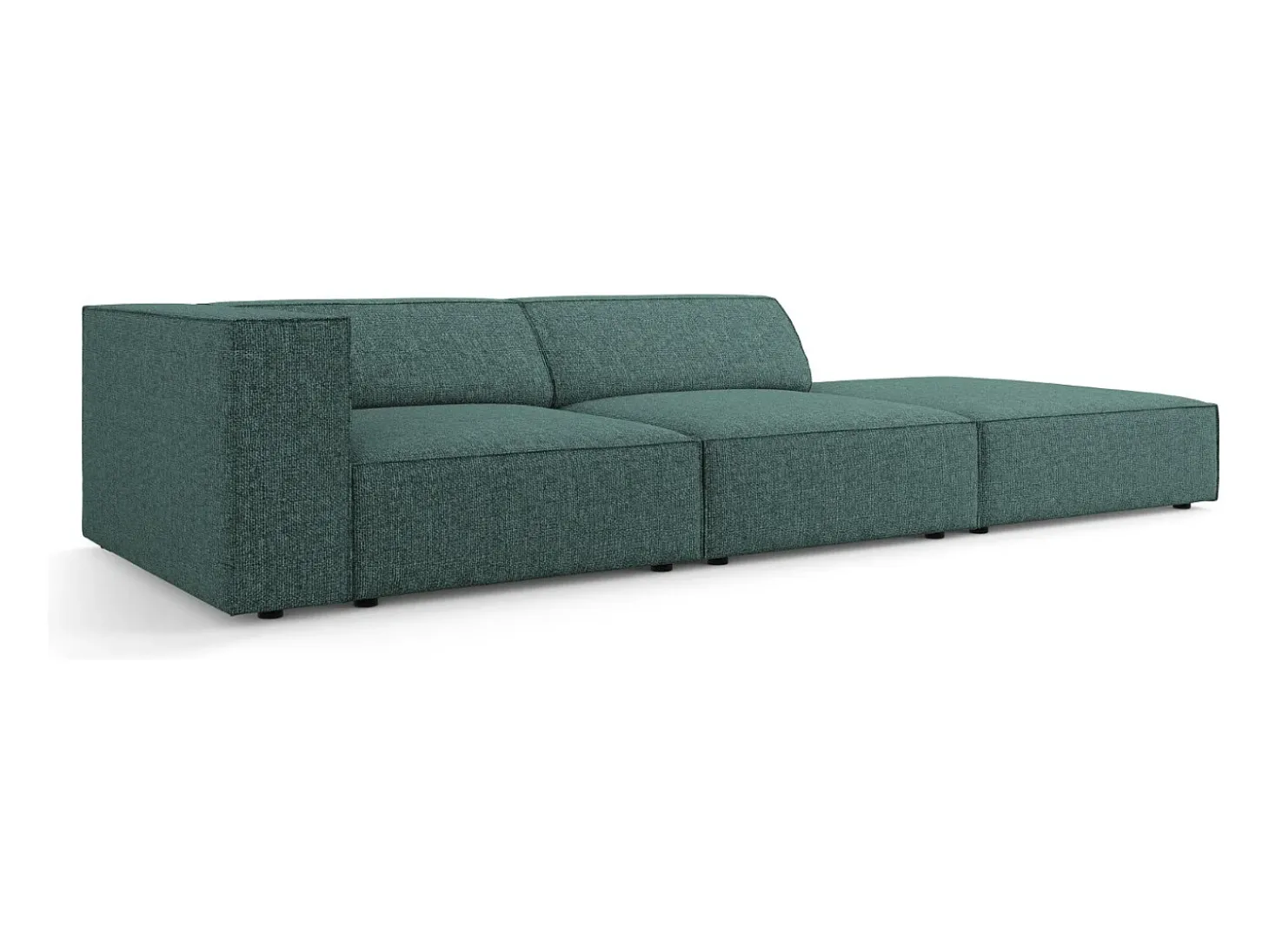 Cosmopolitan Design - Sofá direito "Arendal" 4 lugares em tecido chenille petróleo - 262x102x70cm