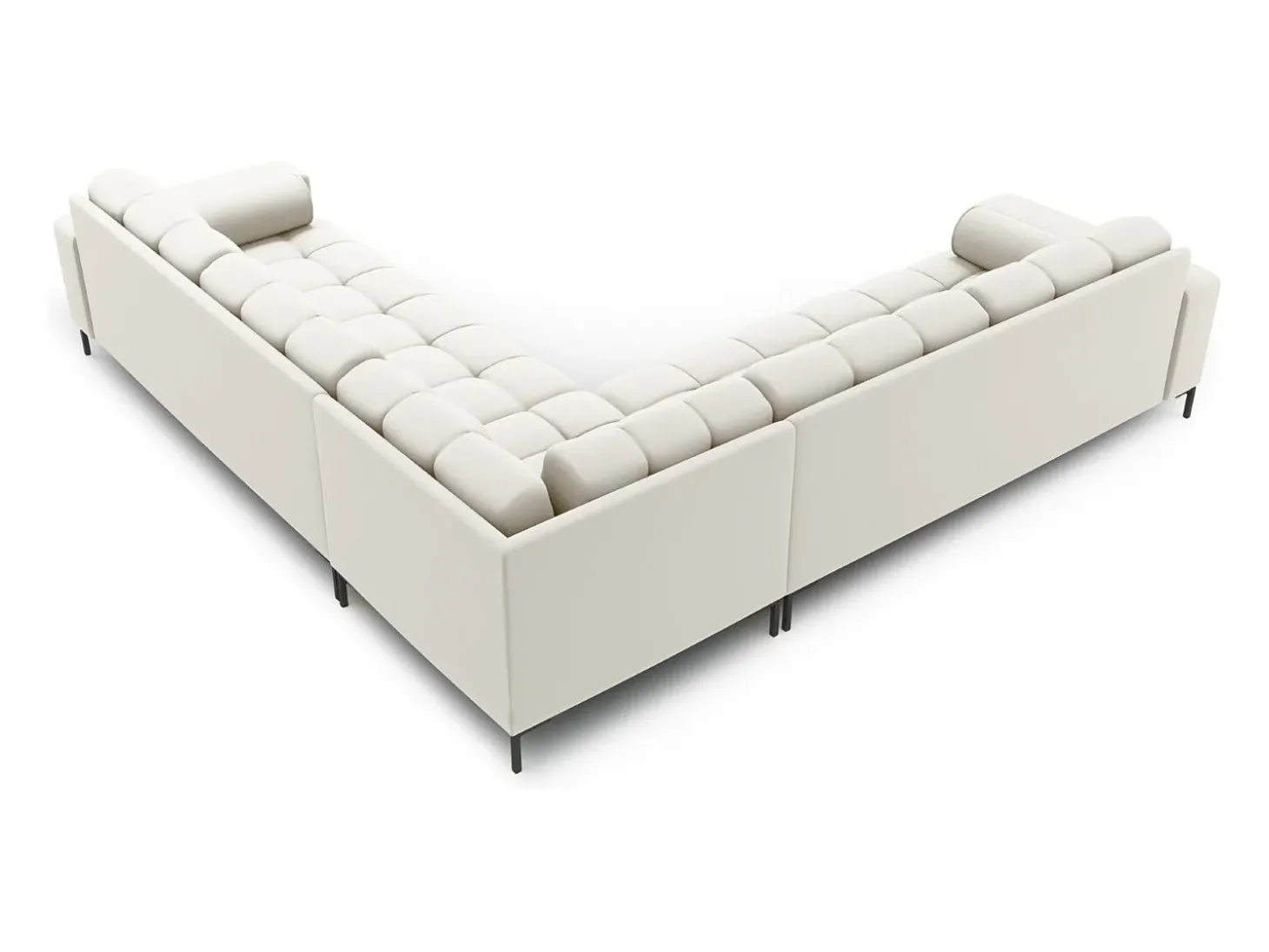 Cosmopolitan Design - Sofá de canto simétrico "Bali" 6 lugares em tecido estrutural bege claro - 256x256x75cm