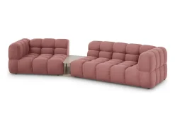 Cosmopolitan Design - Sofá modular virado para a esquerda "Sky" 3 lugares em veludo salmão - 353x148x75cm