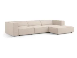 Cosmopolitan Design - Sofá de canto direito "Arendal" 4 lugares em tecido chenille bege - 284x166x70cm