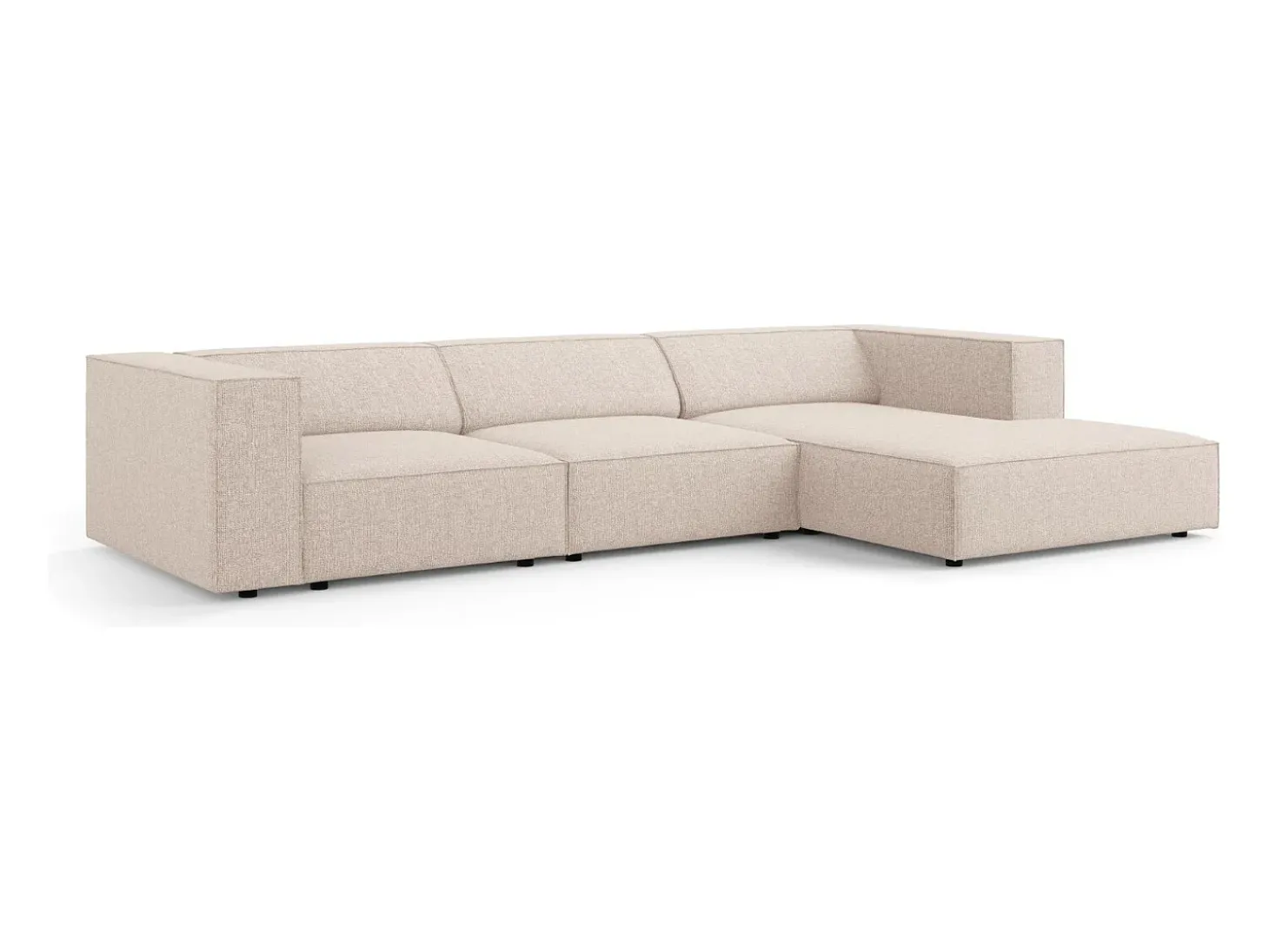Cosmopolitan Design - Sofá de canto direito "Arendal" 4 lugares em tecido chenille bege - 284x166x70cm