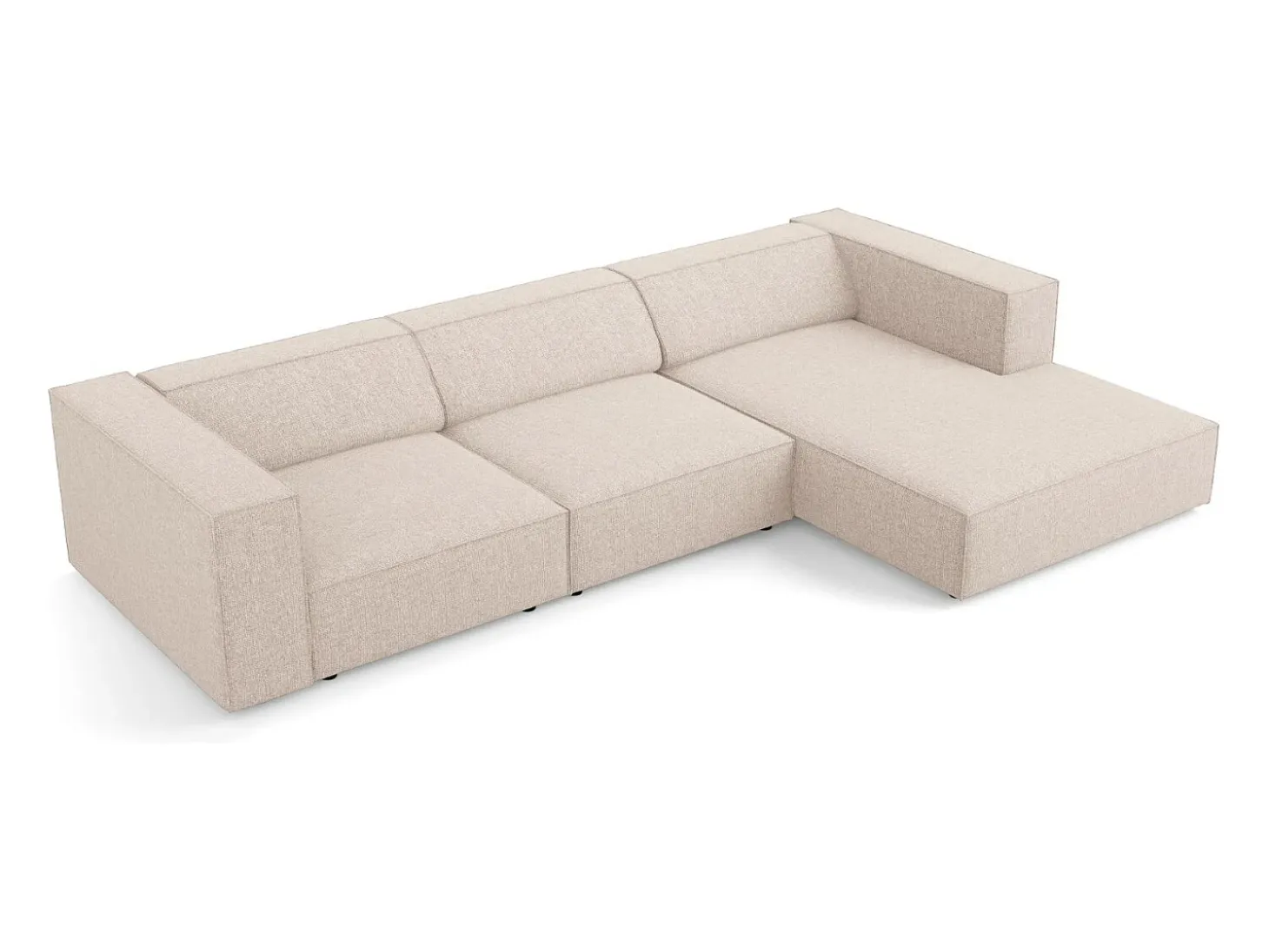Cosmopolitan Design - Sofá de canto direito "Arendal" 4 lugares em tecido chenille bege - 284x166x70cm