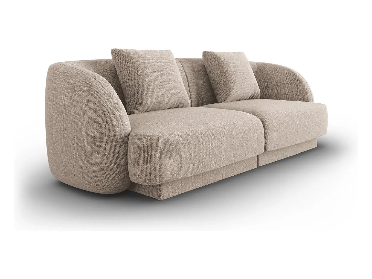 Cosmopolitan Design - Sofá "Tulum" 2 lugares em tecido chenille bege - 180x90x70cm