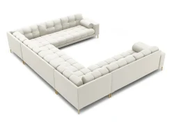 Cosmopolitan Design - Sofá panorâmico "Bali" 9 lugares em tecido estrutural bege claro - 327x256x75cm