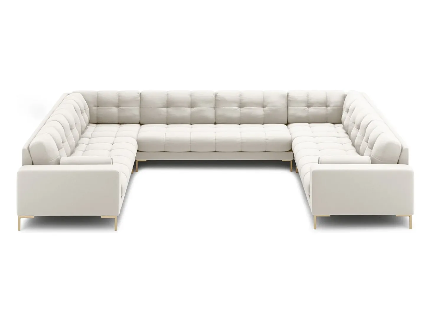 Cosmopolitan Design - Sofá panorâmico "Bali" 9 lugares em tecido estrutural bege claro - 327x256x75cm