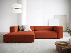 Cosmopolitan Design - Sofá de canto esquerdo "Arendal" 3 lugares em tecido chenille terracota - 224x166x70cm