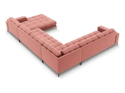 Cosmopolitan Design - Sofá de canto panorâmico à esquerda "Bali" 7 lugares em veludo rosa - 327x256x75cm