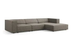 Cosmopolitan Design - Sofá de canto direito "Arendal" 4 lugares em tecido chenille cinza - 284x166x70cm