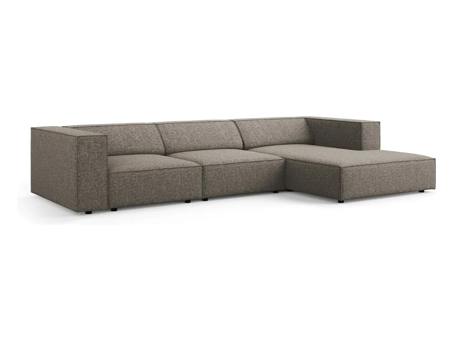 Cosmopolitan Design - Sofá de canto direito "Arendal" 4 lugares em tecido chenille cinza - 284x166x70cm