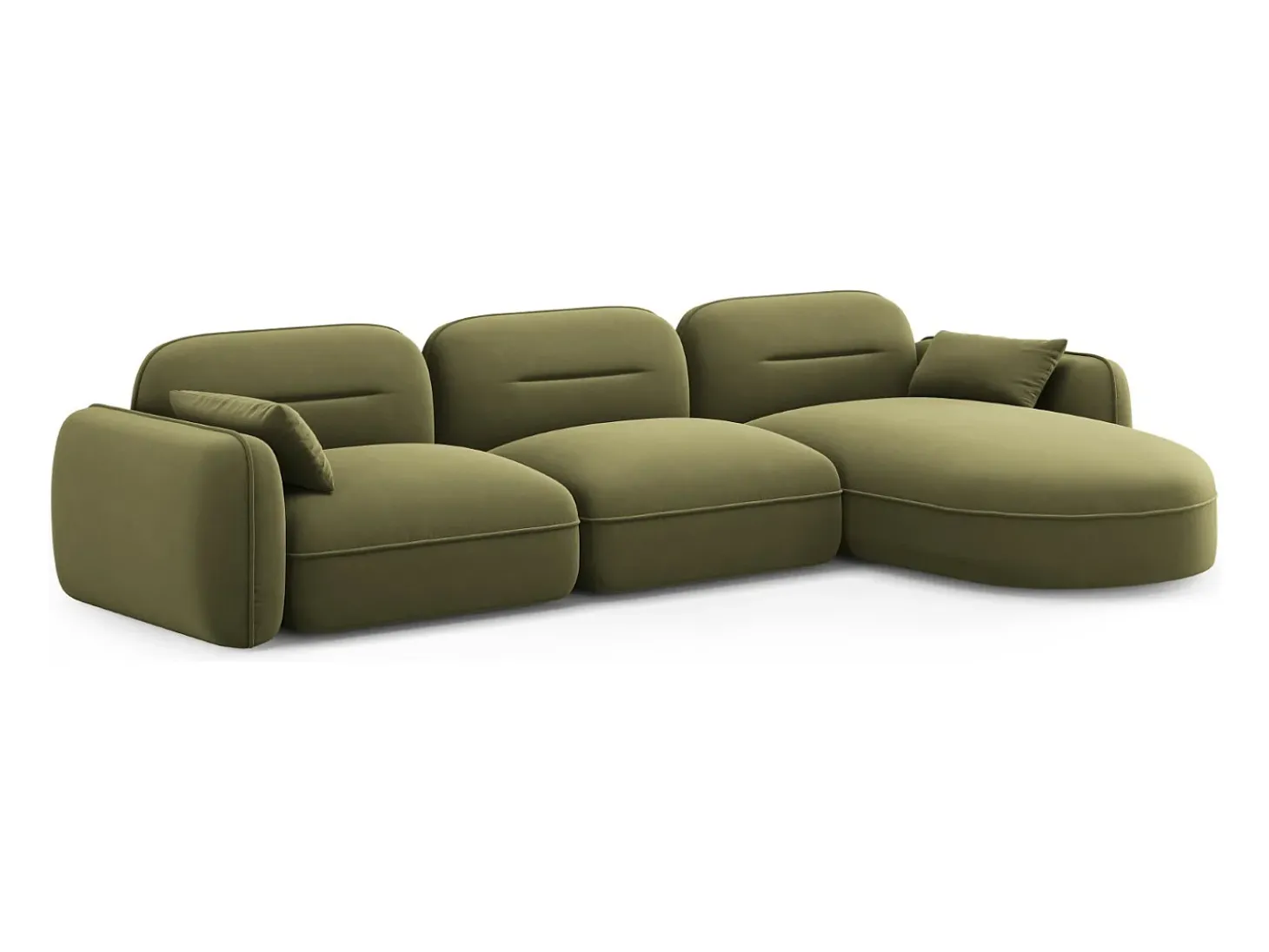 Cosmopolitan Design - Sofá modular de canto direito "Sydney" 4 lugares em veludo verde claro - 320x165x70cm