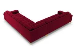 Cosmopolitan Design - Sofá de canto simétrico "Bali" 6 lugares em veludo vermelho - 256x256x75cm