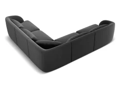 Cosmopolitan Design - Sofá de canto simétrico "Tulum" 5 lugares em veludo cinza - 255x255x70cm