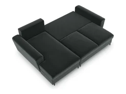 Cosmopolitan Design - Sofá convertível de canto esquerdo com caixa de arrumação "Kyoto" 4 lugares em veludo cinza escuro - 241x145x88cm