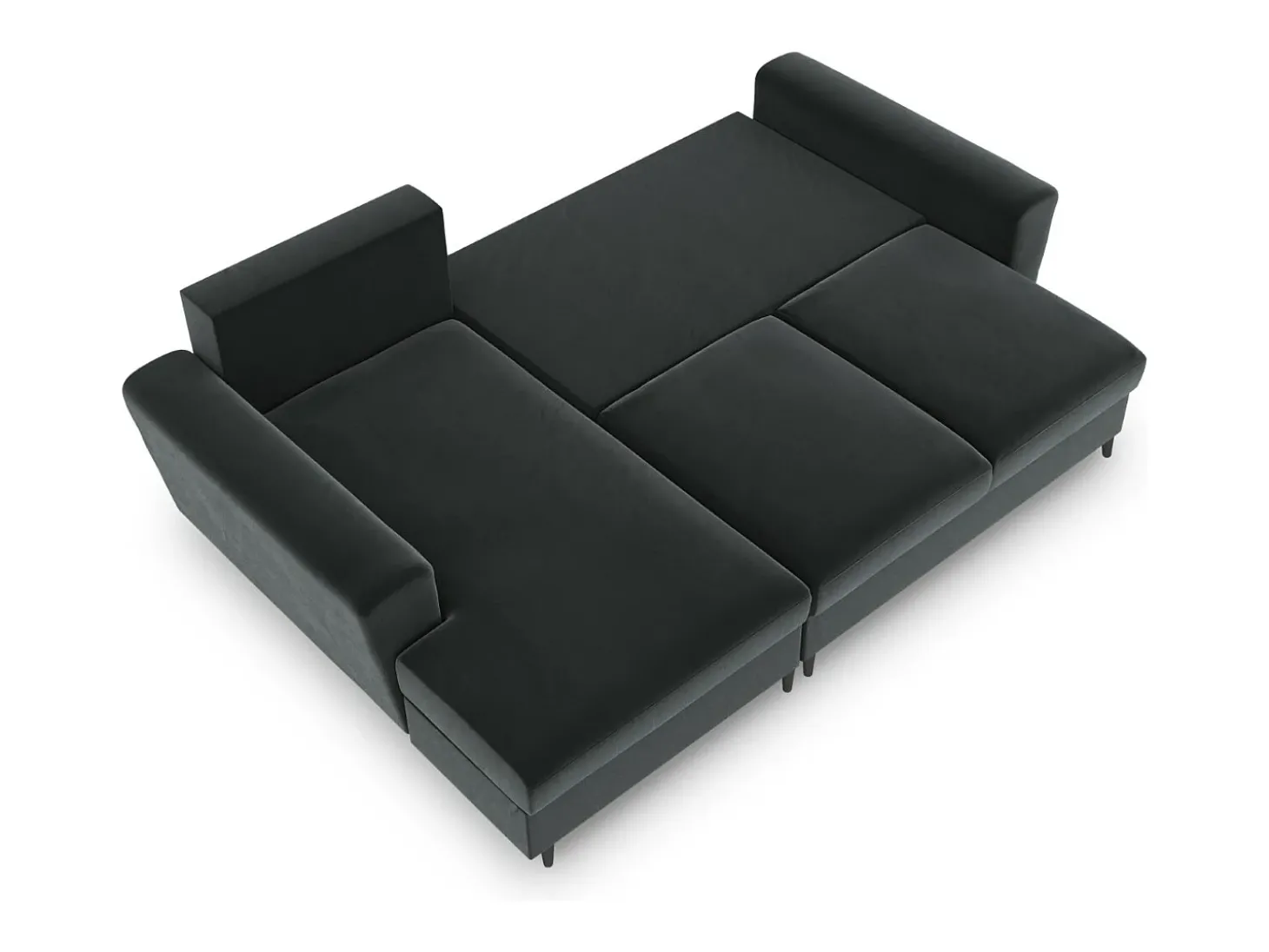 Cosmopolitan Design - Sofá convertível de canto esquerdo com caixa de arrumação "Kyoto" 4 lugares em veludo cinza escuro - 241x145x88cm