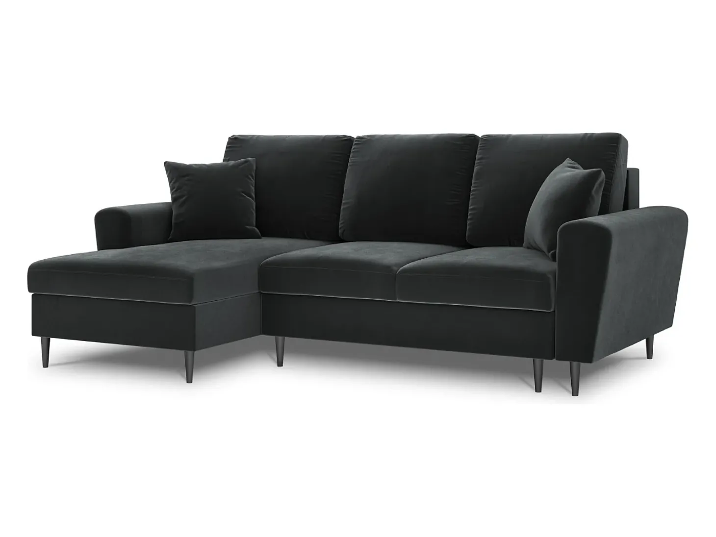 Cosmopolitan Design - Sofá convertível de canto esquerdo com caixa de arrumação "Kyoto" 4 lugares em veludo cinza escuro - 241x145x88cm