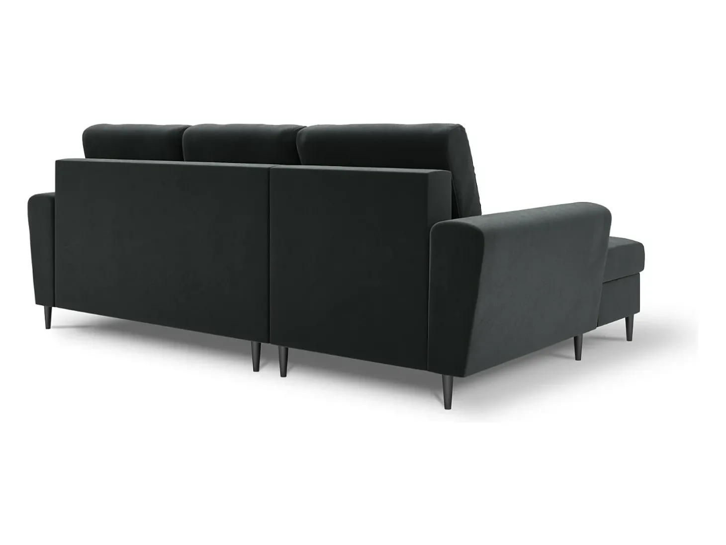 Cosmopolitan Design - Sofá convertível de canto esquerdo com caixa de arrumação "Kyoto" 4 lugares em veludo cinza escuro - 241x145x88cm