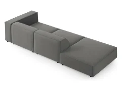 Cosmopolitan Design - Sofá esquerdo "Arendal" 4 lugares em veludo cimento - 262x102x70cm