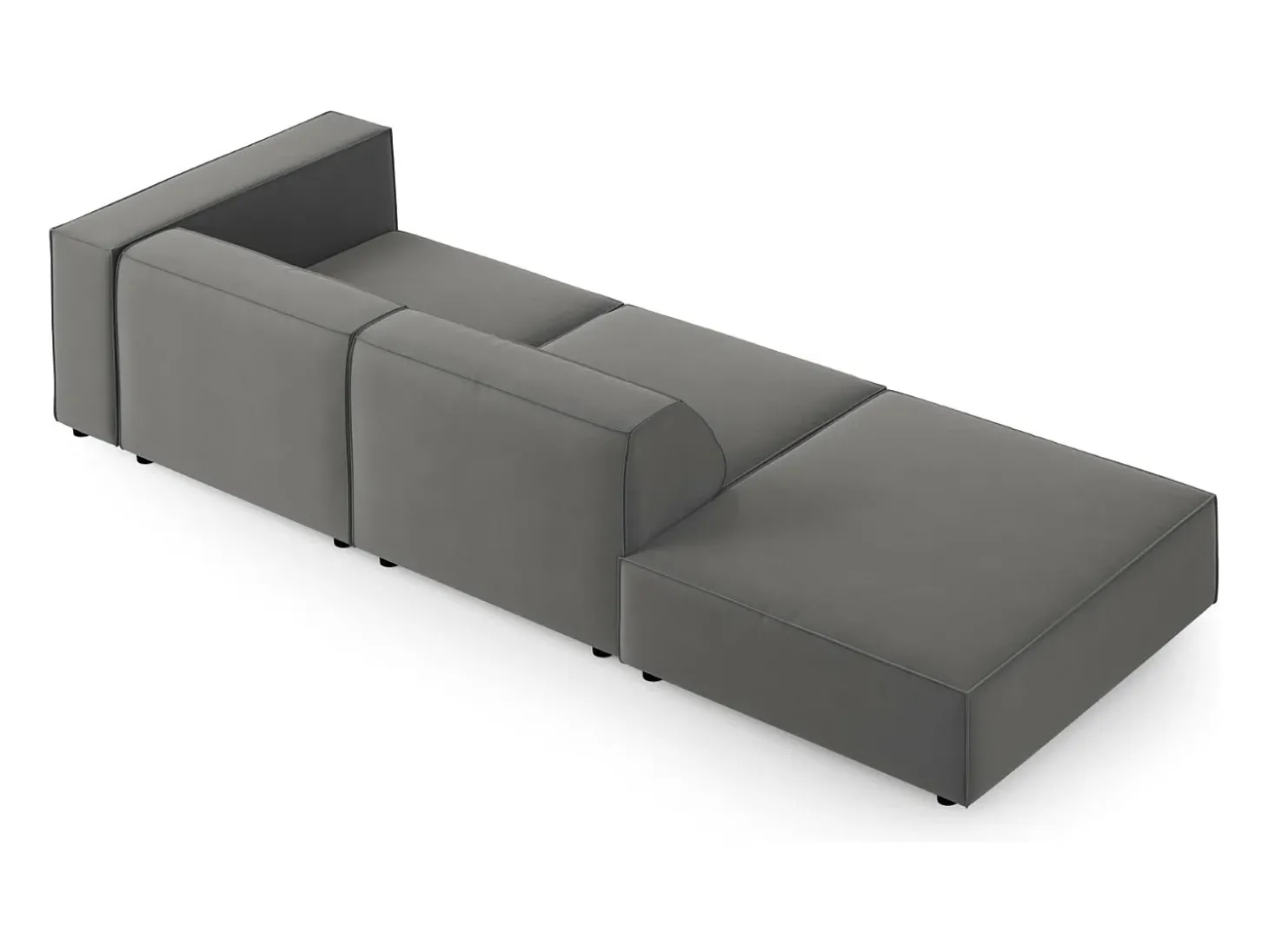 Cosmopolitan Design - Sofá esquerdo "Arendal" 4 lugares em veludo cimento - 262x102x70cm