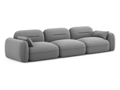 Cosmopolitan Design - Sofá modular "Sydney" 4 lugares em veludo cinza claro - 320x90x70cm