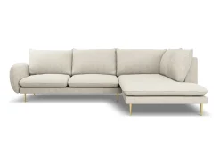 Cosmopolitan Design - Sofá de canto direito "Vienna" 6 lugares em tecido estrutural bege claro - 275x185x95cm