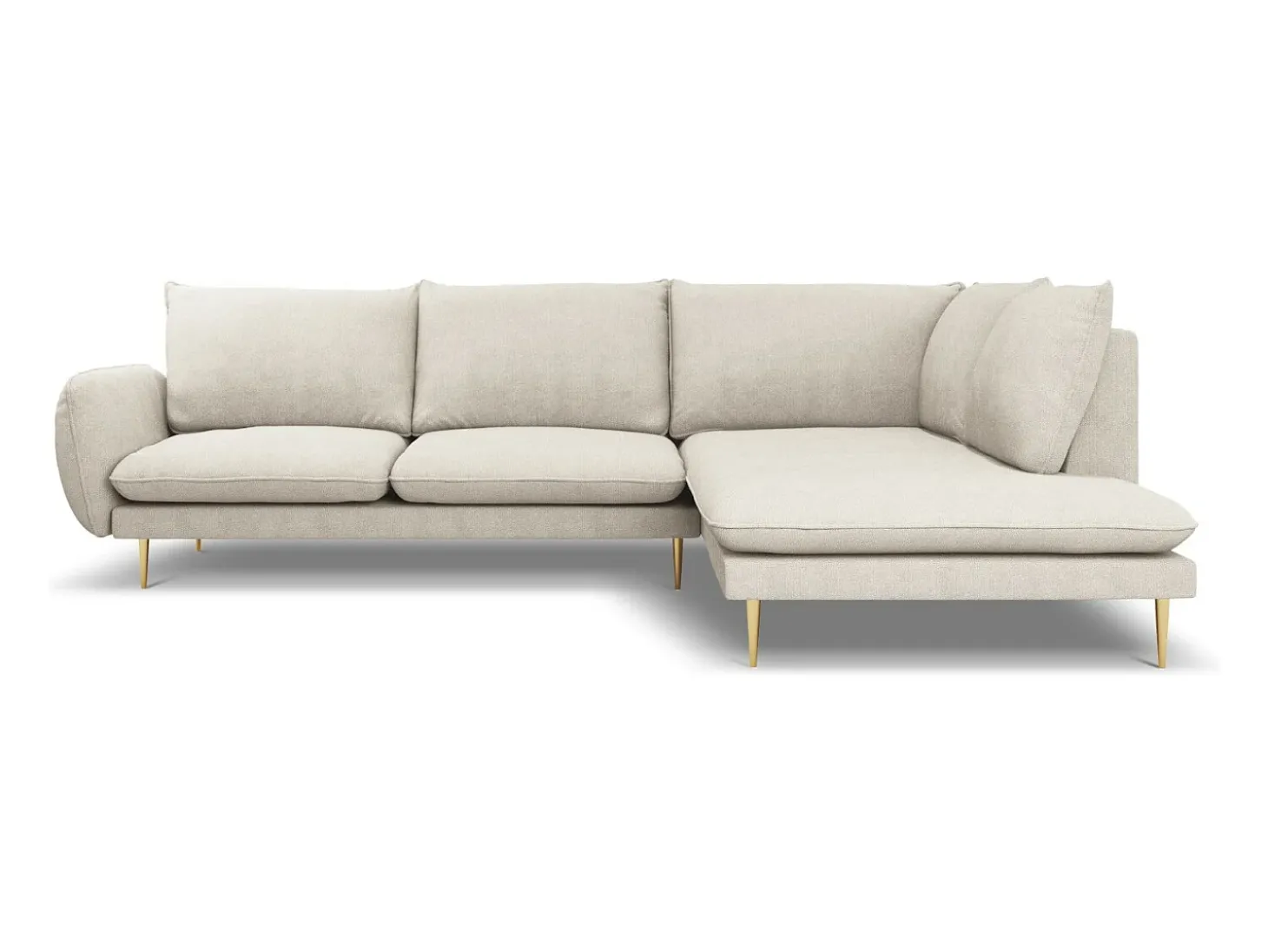 Cosmopolitan Design - Sofá de canto direito "Vienna" 6 lugares em tecido estrutural bege claro - 275x185x95cm