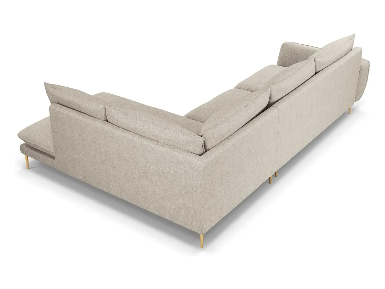 Cosmopolitan Design - Sofá de canto direito "Vienna" 6 lugares em tecido estrutural bege claro - 275x185x95cm