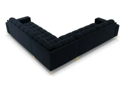 Cosmopolitan Design - Sofá de canto simétrico "Bali" 6 lugares em veludo azul escuro - 256x256x75cm