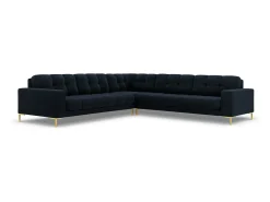 Cosmopolitan Design - Sofá de canto simétrico "Bali" 6 lugares em veludo azul escuro - 256x256x75cm