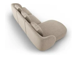 Cosmopolitan Design - Sofá de canto esquerdo "Tulum" 4 lugares em tecido chenille bege - 255x156x70cm