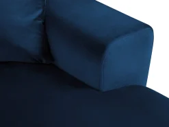 Cosmopolitan Design - Sofá panorâmico convertível esquerdo com caixa de arrumação "Kyoto" 7 lugares em veludo azul real - 313x194x88cm