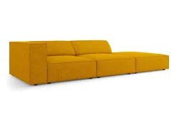 Cosmopolitan Design - Sofá direito "Arendal" 4 lugares em tecido chenille com efeito canelado mostarda - 262x102x70cm