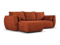 Cosmopolitan Design - Sofá convertível de canto esquerdo com caixa de arrumação "Matera" 4 lugares em tecido chenille terracota - 253x173x86cm