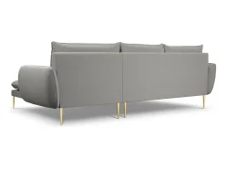 Cosmopolitan Design - Sofá de canto direito "Vienna" 5 lugares em tecido bouclé cinza - 255x170x95cm