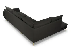 Cosmopolitan Design - Sofá de canto esquerdo "Vienna" 6 lugares em tecido bouclé preto - 275x185x95cm