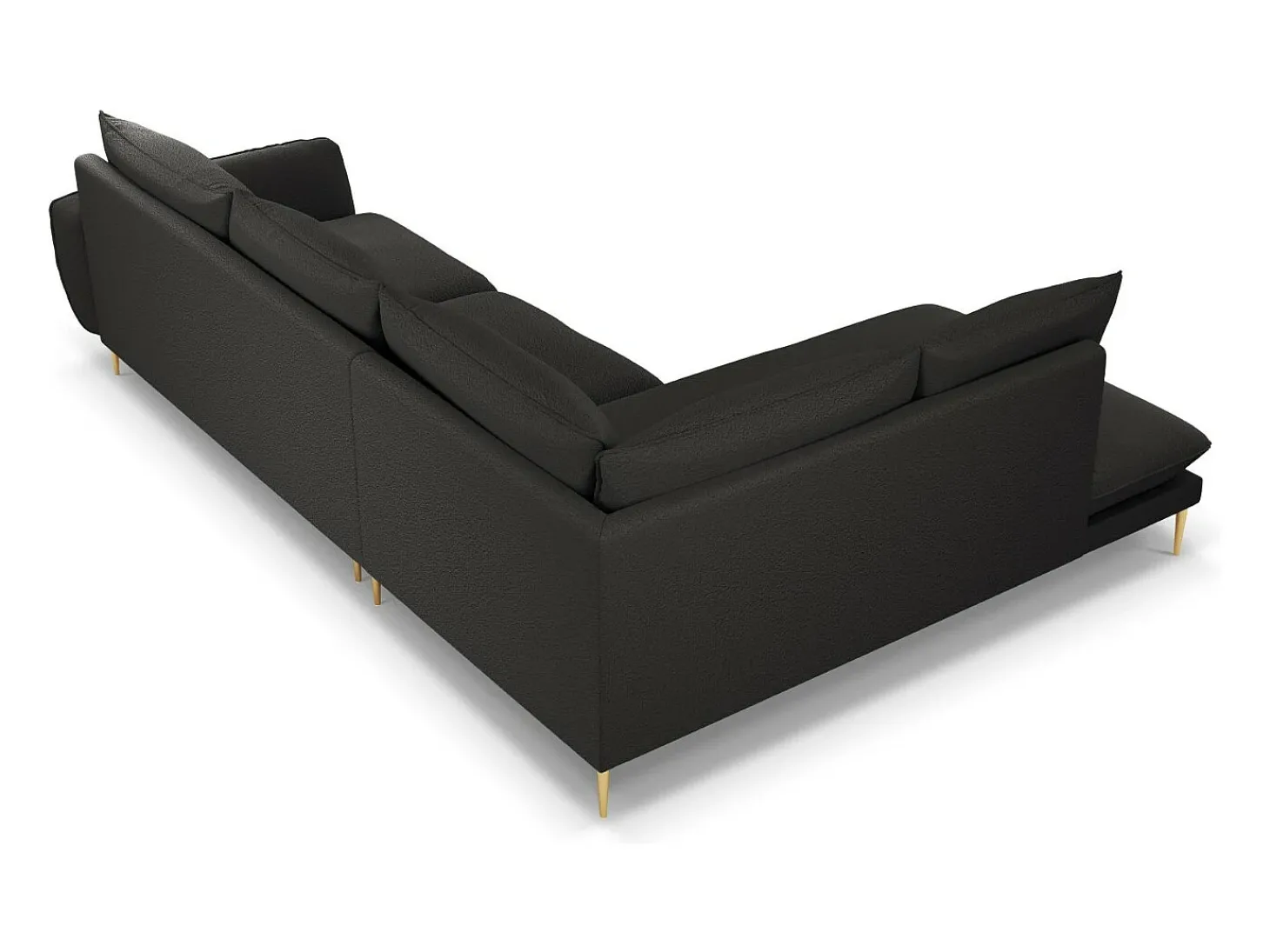 Cosmopolitan Design - Sofá de canto esquerdo "Vienna" 6 lugares em tecido bouclé preto - 275x185x95cm