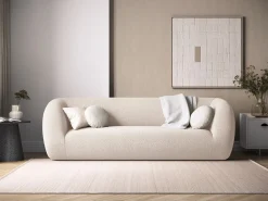 Cosmopolitan Design - Sofá "Essen" 3 lugares em tecido bouclé bege - 230x95x86cm