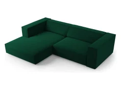 Cosmopolitan Design - Sofá de canto esquerdo "Arendal" 3 lugares em veludo verde garrafa - 224x166x70cm
