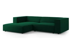 Cosmopolitan Design - Sofá de canto esquerdo "Arendal" 3 lugares em veludo verde garrafa - 224x166x70cm