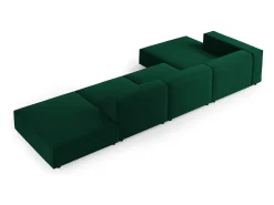 Cosmopolitan Design - Sofá de canto esquerdo "Arendal" 5 lugares em veludo verde garrafa - 341x166x70cm